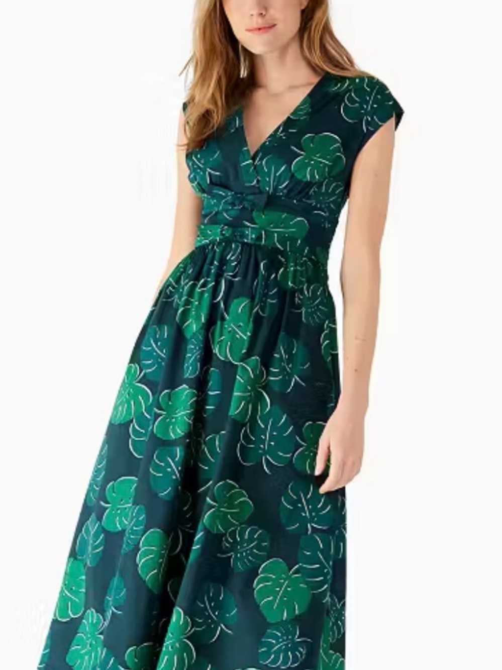 Kate Spade Monstera Leaves Poplin Bow Dress